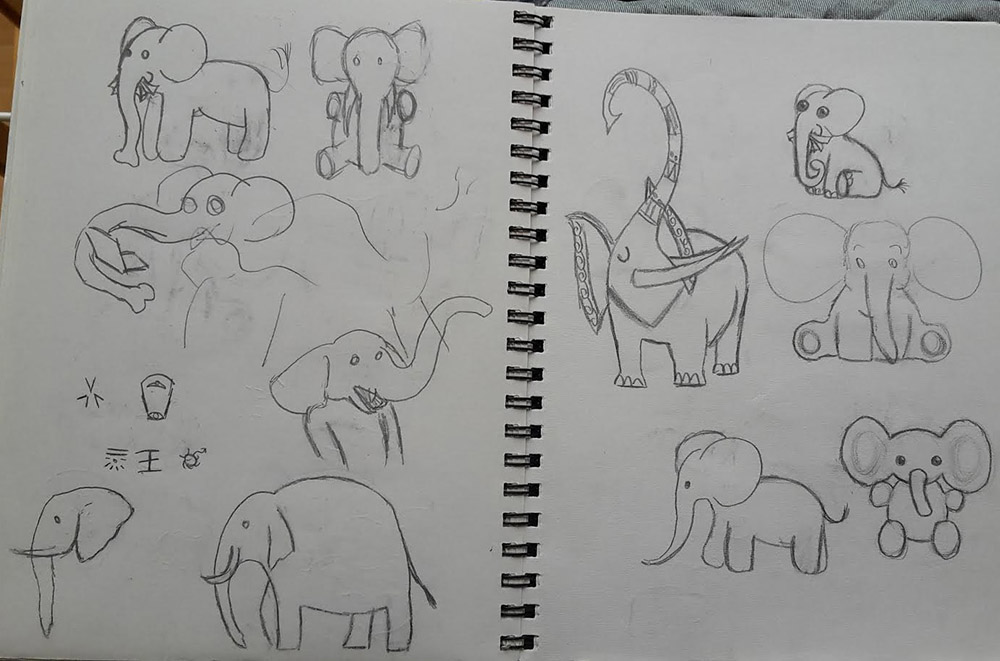 sketches of elephants