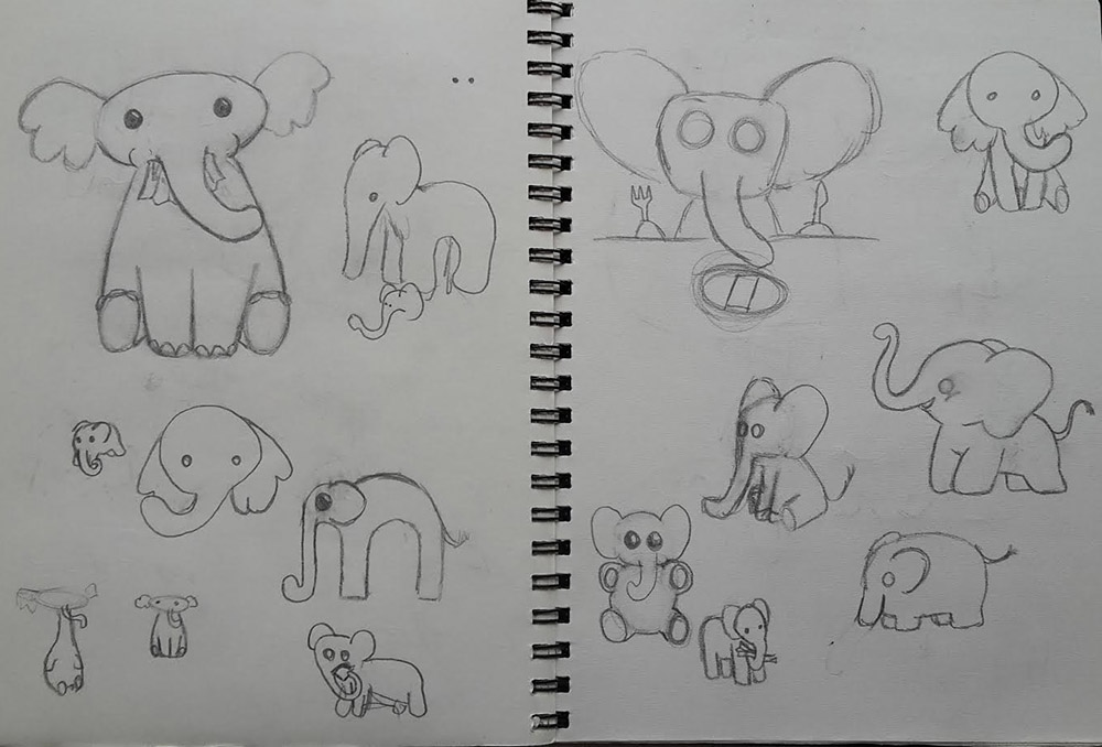 sketches of elephants